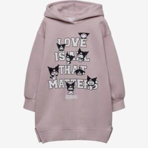 Zara Girl’s Mauve Pink Kuromi by Sanrio Hoodie with Graphic Kuromi Print sz 6-7